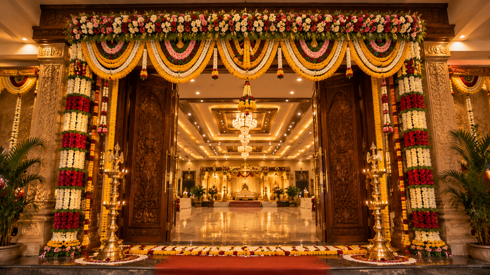 The front entrance of VMS Dhamotharan Thirumana Mandapam