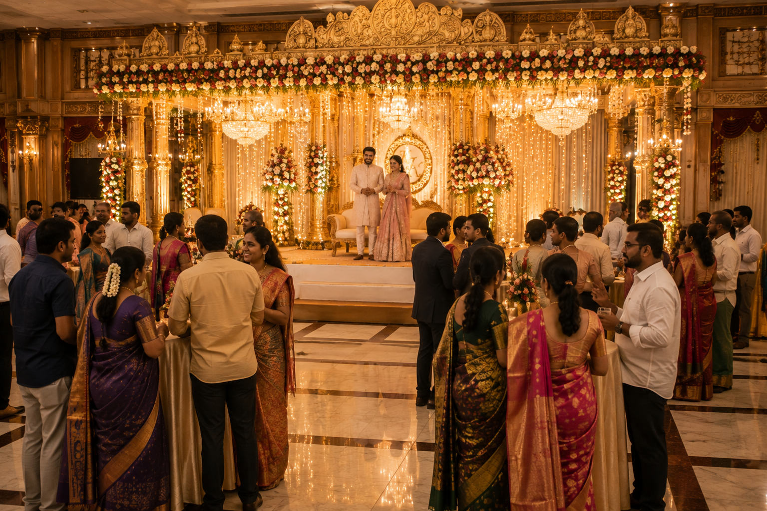A traditional honouring ceremony taking place on the decorated stage